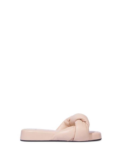 Black Suede Studio Pink Puffy Knot Slide Sandal