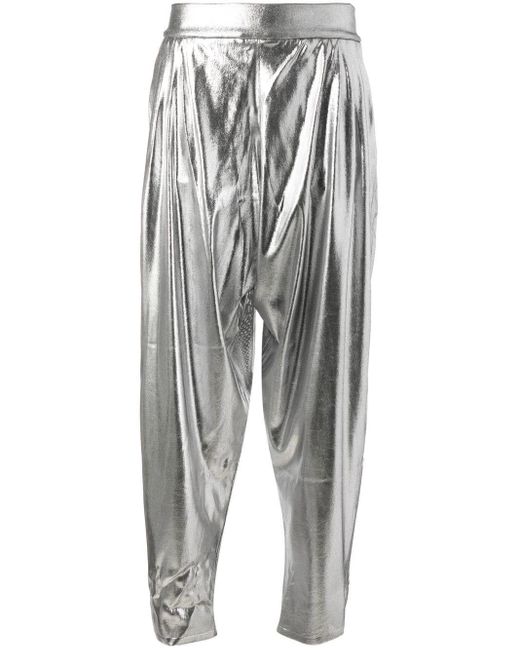 Tom Ford Synthetic Lamé Tapered Trousers Silver | Lyst