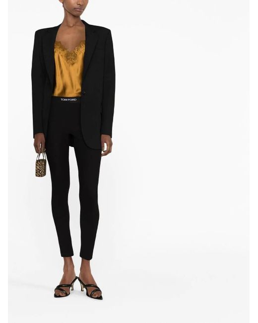 Tom Ford Logo-waistband Cropped leggings in Black | Lyst