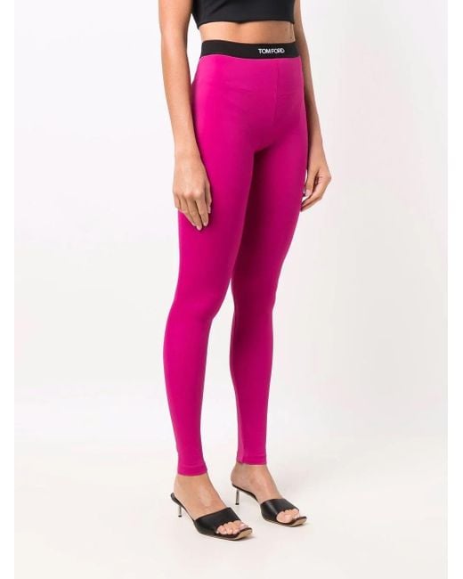 Tom Ford Jacquard-trimmed Stretch-jersey Leggings in Pink | Lyst