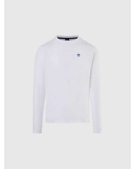 Long-sleeved T-shirt with logo patch North Sails pour homme en coloris White