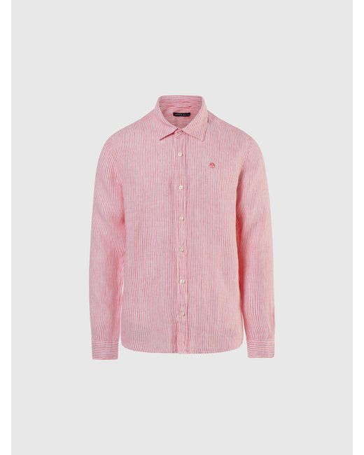 Camicia in lino a righe di North Sails in Pink da Uomo