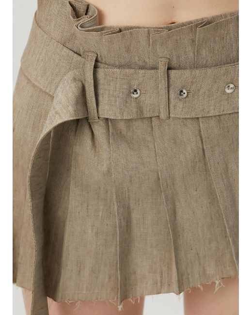 Pcfg Natural Linen Blend Super Mini Skirt - Moon Rock