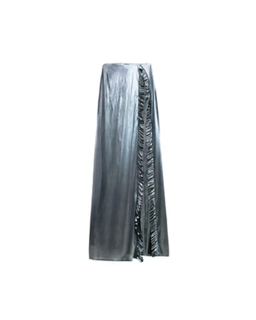 BLIKVANGER Multicolor Ruched Silver Maxi Skirt With Underwear