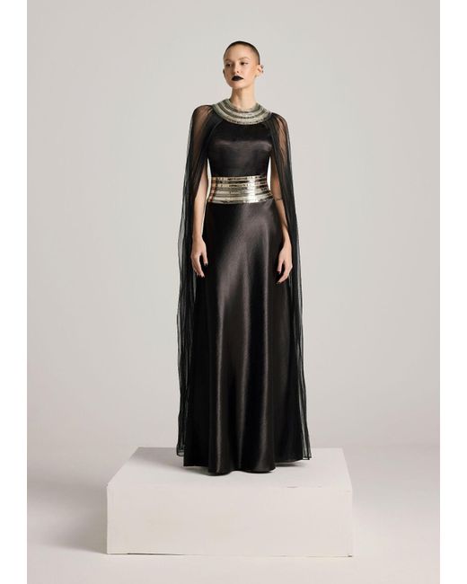 AKHL Multicolor Fall-panelled Textured Satin Dress