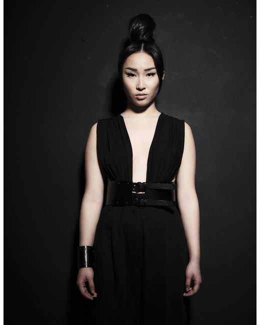 Hay Black Wide Leather Corset Waist Belt Urania B