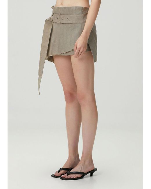 Pcfg Natural Linen Blend Super Mini Skirt - Moon Rock
