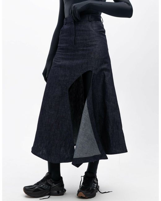 Marchi Blue Denim Midi Skirt