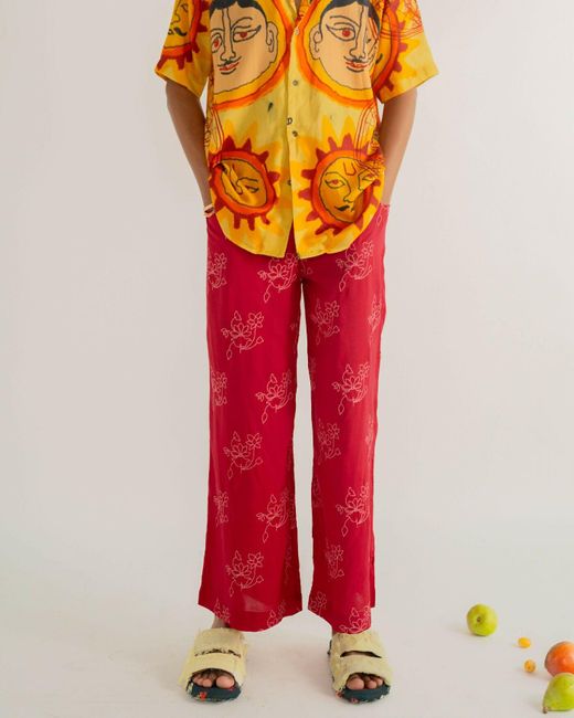 RAFU'D Red Shringaar Trouser