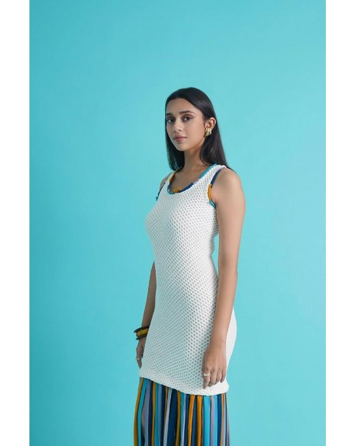 Shay Studio Women's Blue Knitted Frill Dress