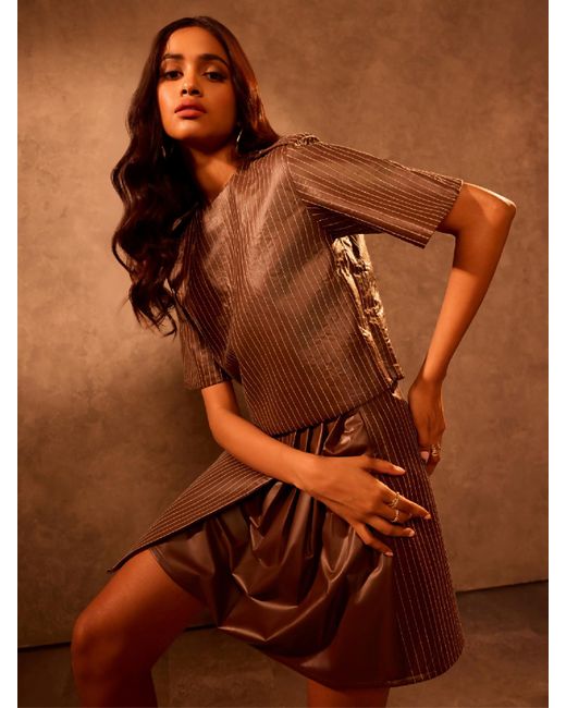 tara and i Brown Mocha Wrap Mini Skirt