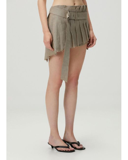 Pcfg Natural Linen Blend Super Mini Skirt - Moon Rock