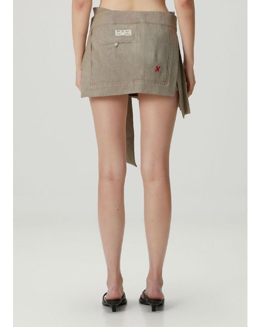 Pcfg Natural Linen Blend Super Mini Skirt - Moon Rock