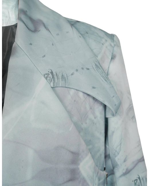 INF Blue Deconstructed Tailcoat Long Printed Suit Jacket