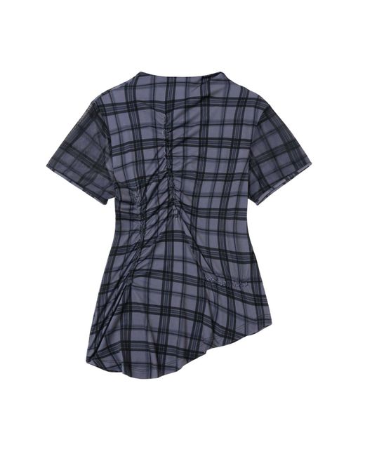 KIMZISU Blue Plaid Smocking T-shirt
