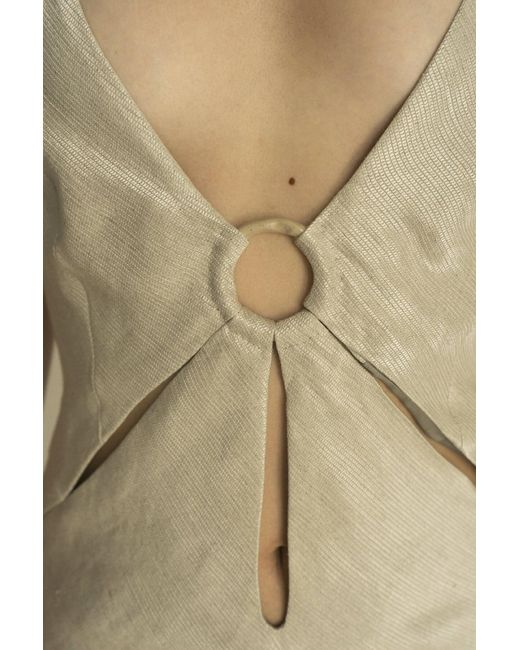 KM BY LANGE Natural Soborna Grey Open Back Dress