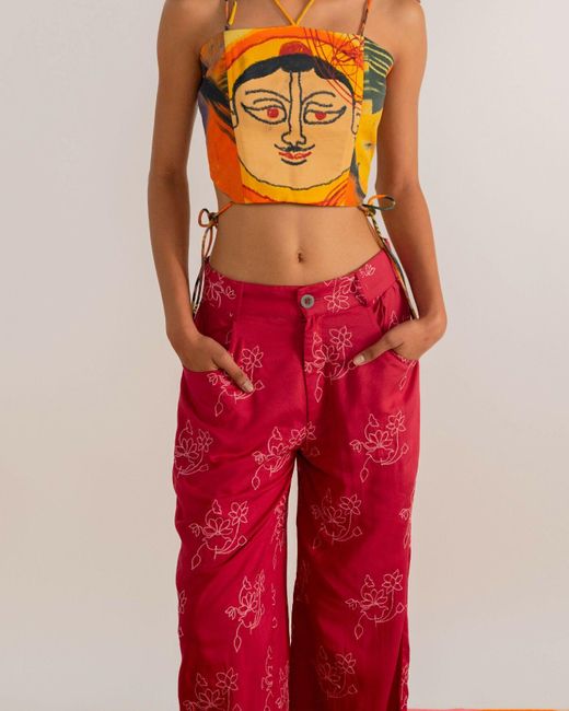 RAFU'D Red Shringaar Trouser