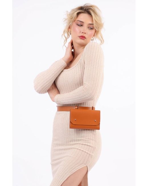 Haute Cuir White Leather Envelope Belt Bag