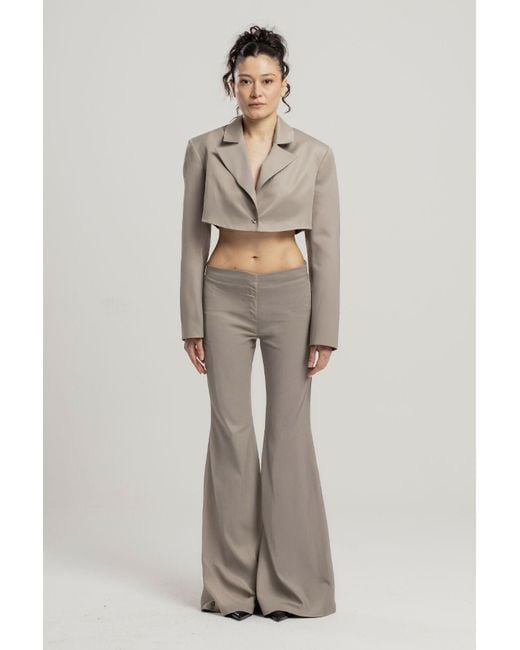 Pcfg Natural Linen Blend Crop Shiny Woven Jacket
