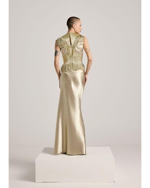 AKHL Natural Metallic Fringe Tassel Dress