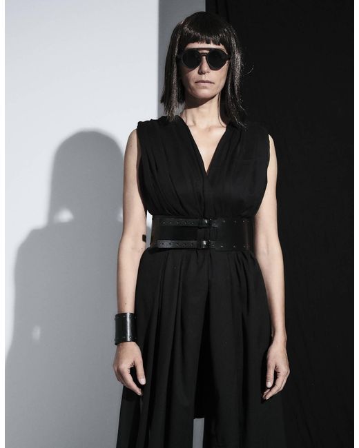Hay Black Wide Leather Corset Waist Belt Urania B