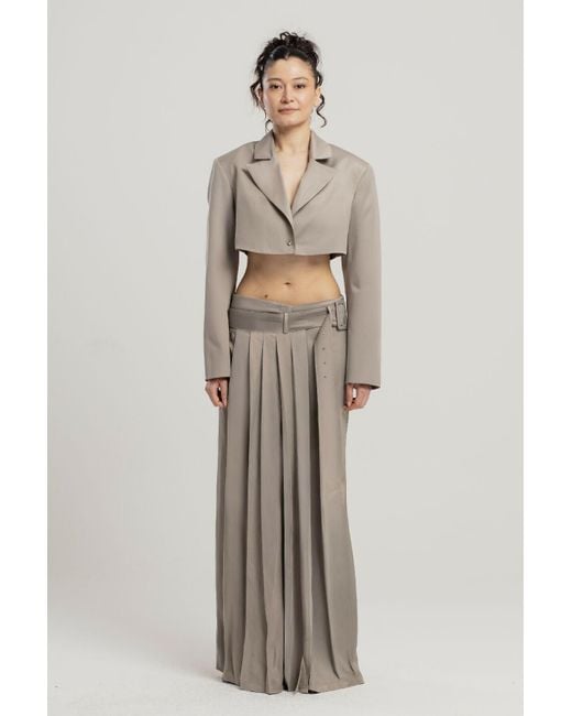 Pcfg Multicolor Linen Blend Shiny Woven Skirt - Moon Rock