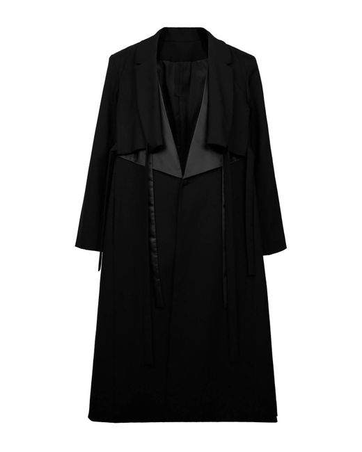INF Strapped Long Blazer Coat in Blue Lyst