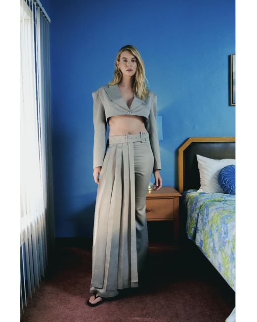 Pcfg Multicolor Linen Blend Shiny Woven Skirt - Moon Rock