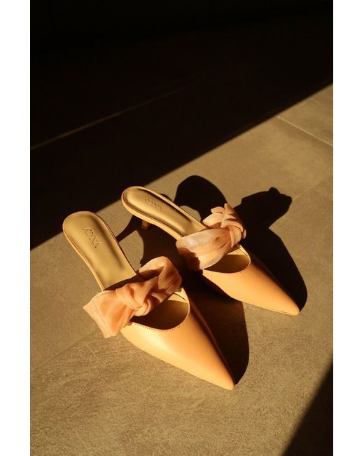 ATANA Black Side Tie Mule 45 Tan Nappa And Mesh