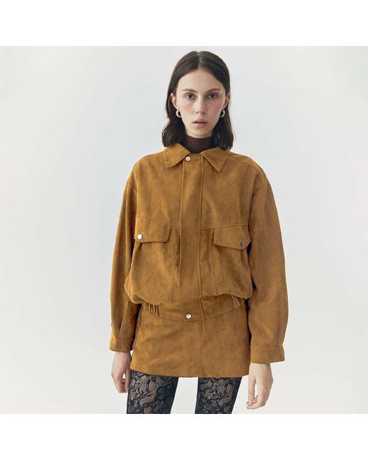 ATSTHELABEL Multicolor Remi Light Brown Suede Jacket And Skort Set