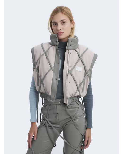 MARDO._ Beige Down Jacket With Straps in Blue | Lyst