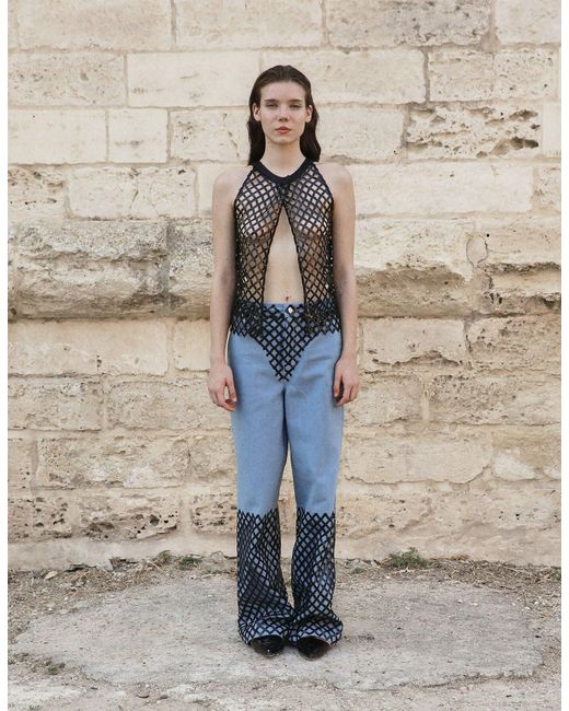 JINSUN Blue Sequin-embellished Top