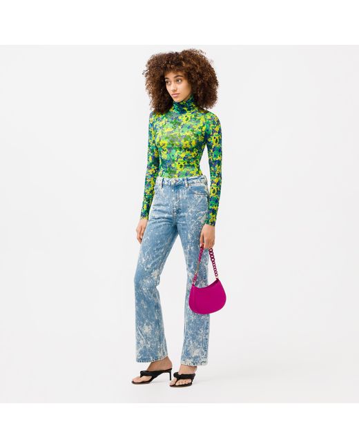Ganni Printed Mesh Long Sleeve Fitted 