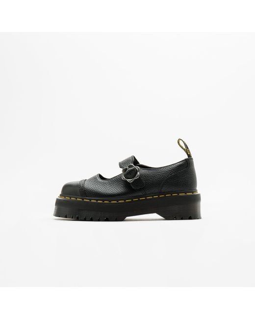 Dr. Martens Leather Addina Flower Buckle Platform Shoes in Black | Lyst