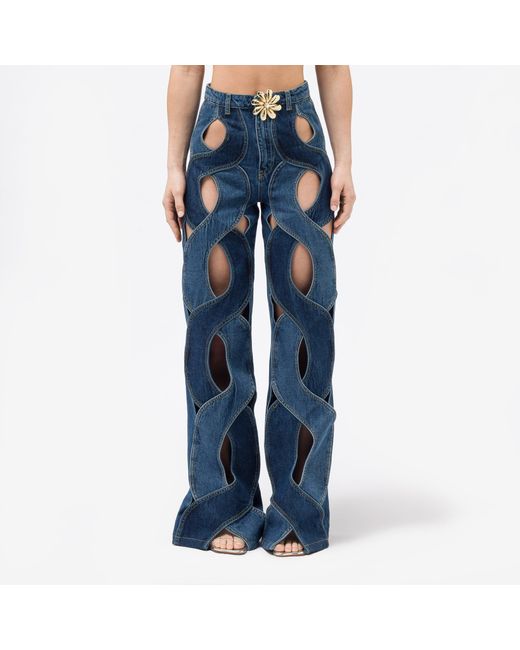 Area Rope Cutout Wide Leg Jean in Blue Lyst