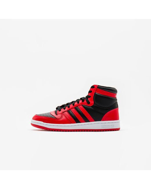 adidas Leather Top Ten Rb Sneaker in Black/Vivid Red/White (Red) for ...