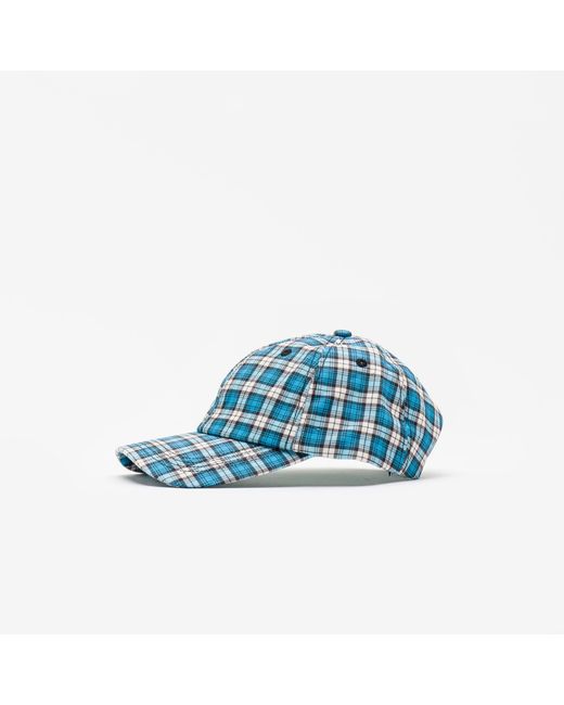 Ganni Cotton Canvas Cap in Check Azure 