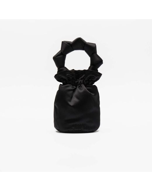 Ganni Satin Knots Mini Bag in Black - Lyst