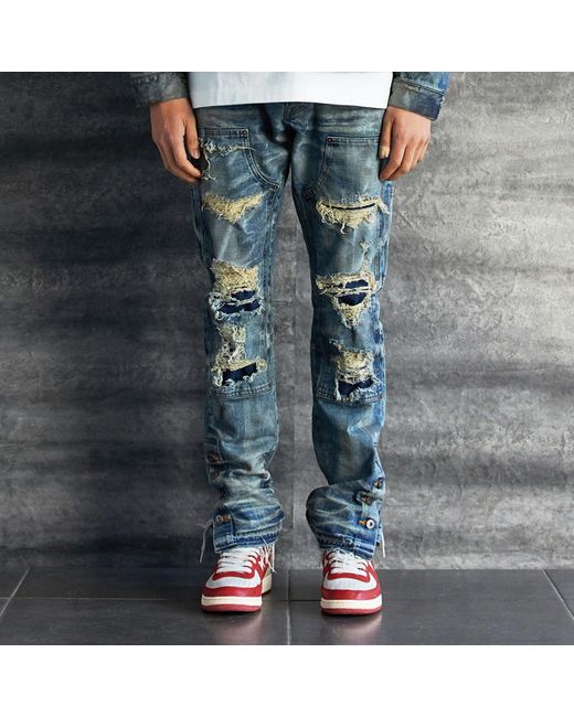 紺×赤 MLVINCE DOUBLE KNEE PANTS - crumiller.com