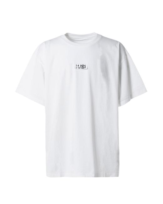 MM6 by Maison Martin Margiela Number Logo Label T-shirt in White | Lyst