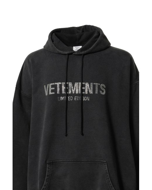 Vetements Limited Edition Crystal Logo Hoodie in Black for Men | Lyst