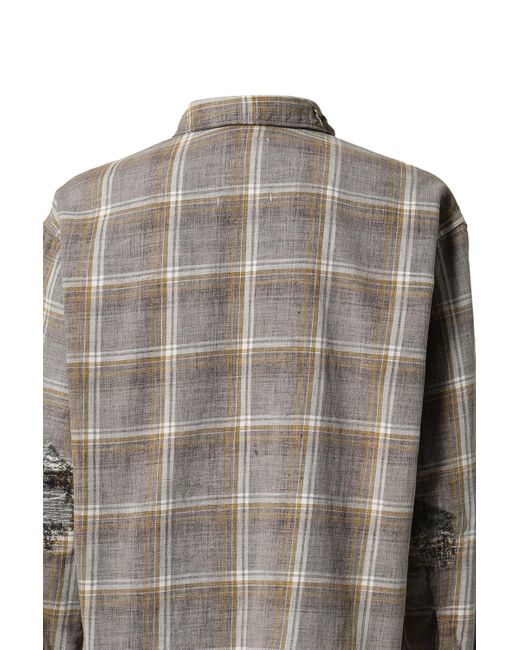 BOW WOW Repair Ageing Flannel Shirts (exclusive) in Grey for Men