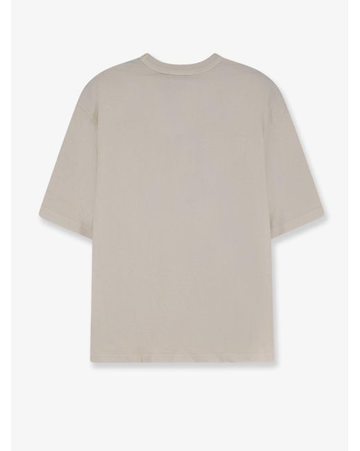 Stone Island White Cotton T-Shirt With Front Logo Print for men