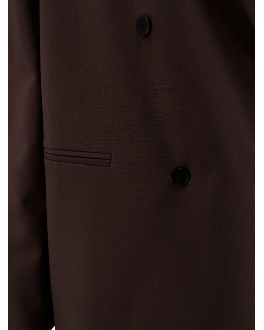 Alysi Brown Double-Breasted Stretch Virgin Wool Blazer