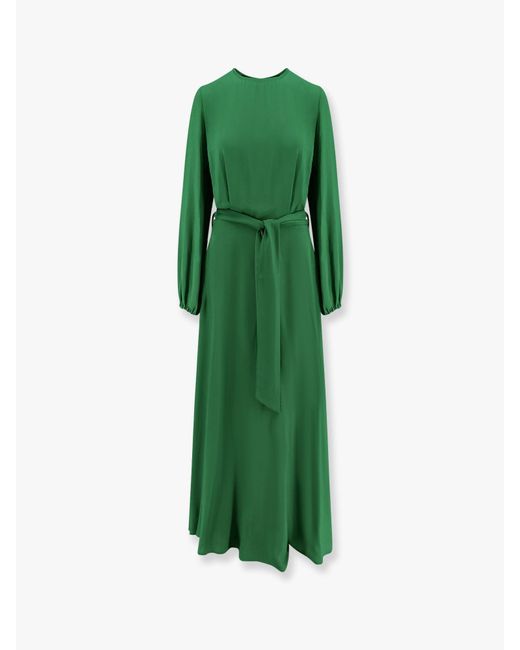 Lavi Green Basila Rayon Long Dress With Belt