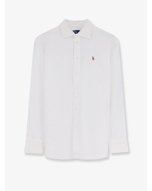Polo Ralph Lauren White Cotton Shirt With Logo On The Front