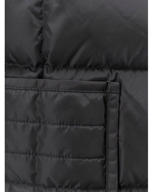 Moncler Black Nylon Down Jacket With Virgin Wool Inserts