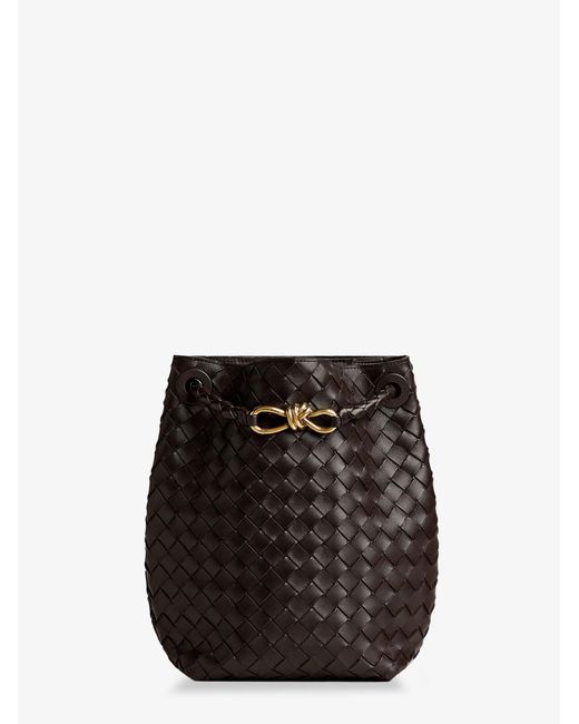 Bottega Veneta Black Andiamo Bucket Leather Crossbody Bag With Intrecciato Pattern