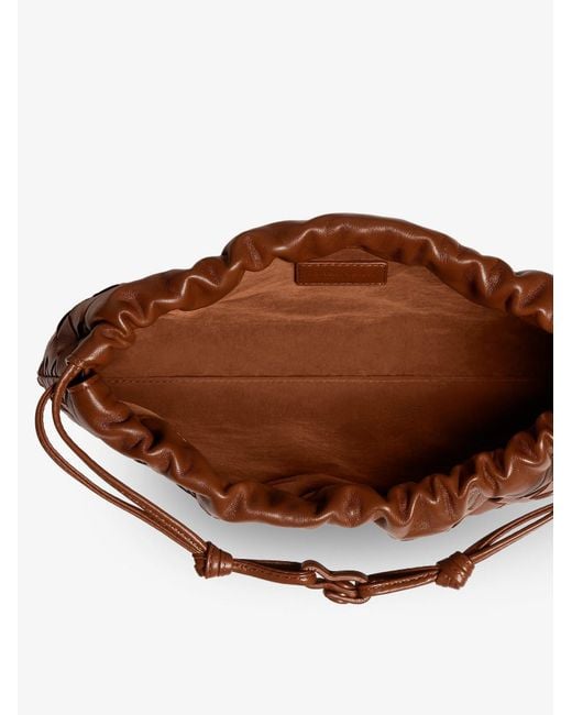 Bottega Veneta Brown Medium Dustbag Leather Clutch Bag With Intrecciato Effect