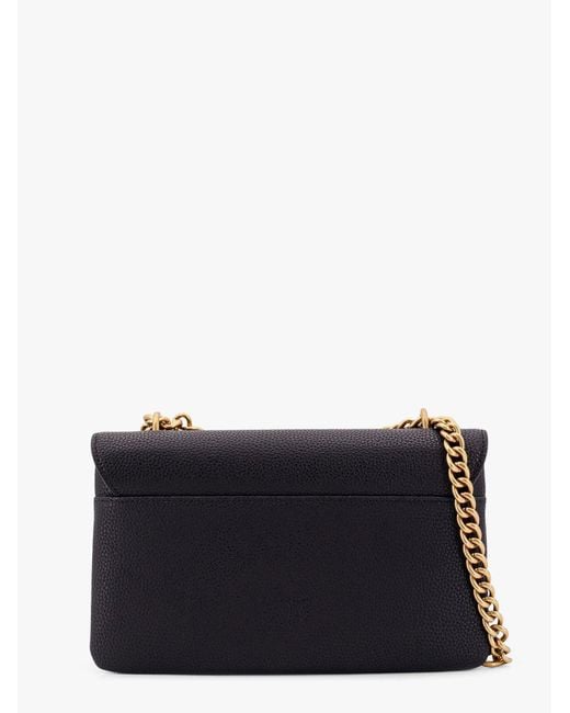 Pinko Black Leather Shoulder Bag With Metal Love Birds Buckle